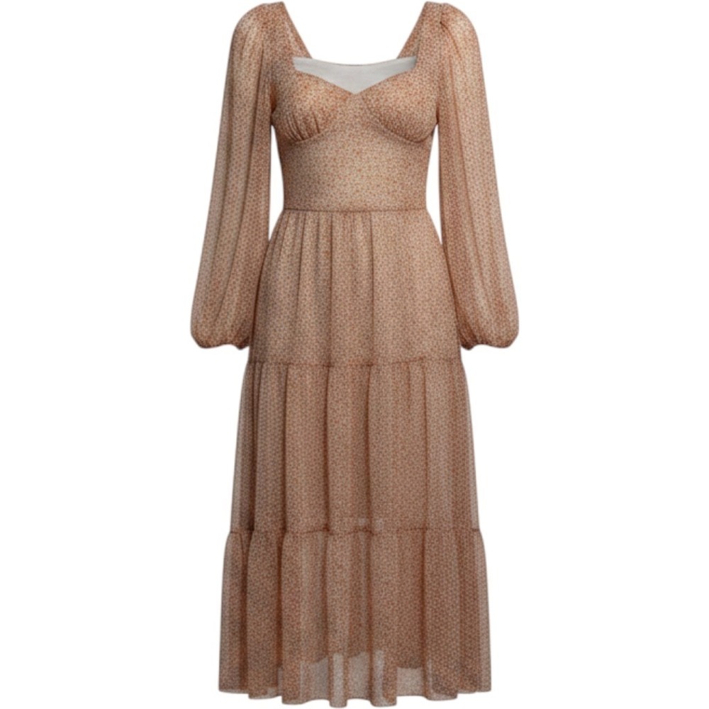 ASOS Design Womens 8 Gold Sparkle Milkmaid Maxi Dress Cottagecore Renaissance